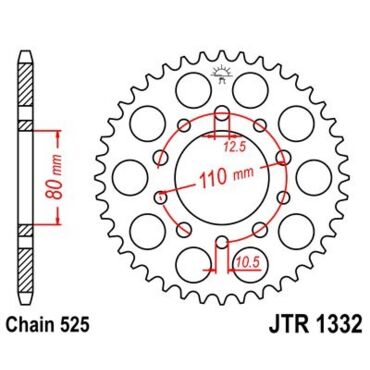 JTR 1332 43 звезда ведомая стальная 43 зуба   Honda  XRV750 / CRF1000 - миниатюра 2