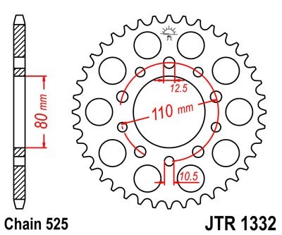 JTR 1332 42 звезда ведомая стальная 42 зуба Honda CRF1000