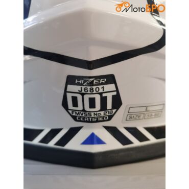 Шлем кроссовый HIZER J6801 white blue - миниатюра 2