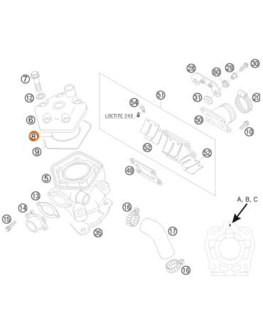 Прокладка под головку кольцо малое КТМ50(08)