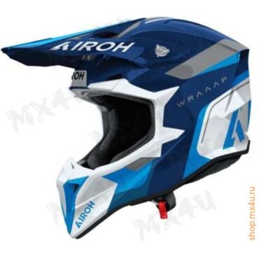 Кроссовый шлем Wraaap Conquer Blue Gloss - миниатюра 1