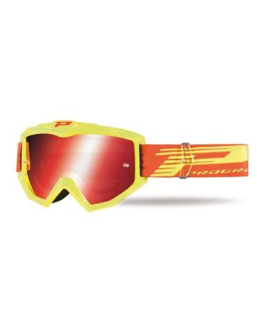 Маска кросс Progrip Atzaki 3201 164 FLFL желтая с защитой от царапин зеркальная красная линза 3248C