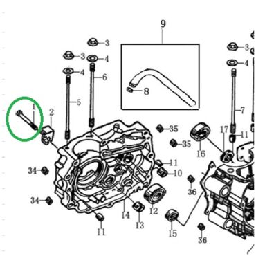 Болт 6х65 картера ZS172FMM 3A(CB250 F) - миниатюра 1