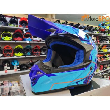 Мотошлем FS - 607 SDH glossy blue light blue - миниатюра 4