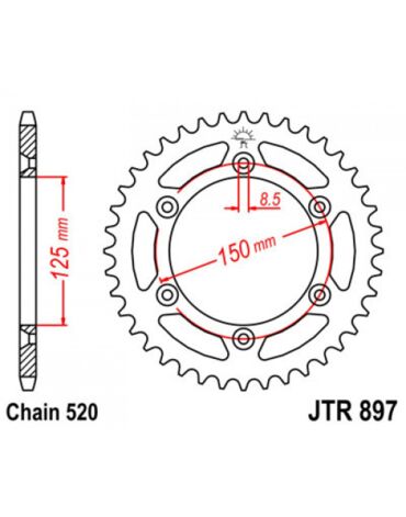 Звезда ведомая KTM250 350 450SXF EXC 40 JT
