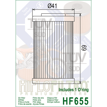 HIFLO HF 655 Фильтр масляный 250 EXCF 07 12 / 450 500 EXCF / FE 12 16 ( 77038005000 / 77038005001 / 77038005044 ) - миниатюра 1