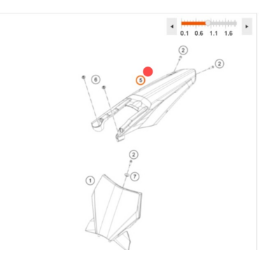 KTM TAIL SECTION ORANGE крыло зад ( оранжевый ) SX SXF 23 24 ( A46008013000EB ) - миниатюра 1