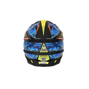 Desment Шлем кроссовый Raptor White Yellow Blue graphic - миниатюра 2