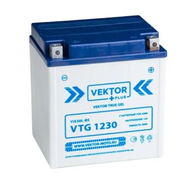 АКБ VEKTOR VTG 1230 YIX30L BS; YB30L B (166x127x175) 30 Ah - миниатюра 1
