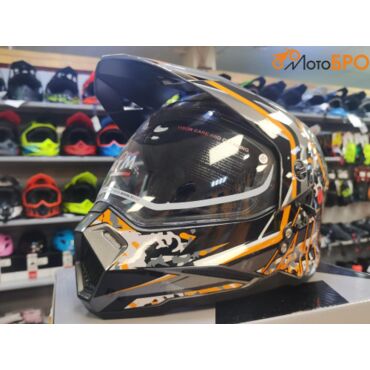 Шлем мотард AiM JK802S Orange Grey Black - миниатюра 3