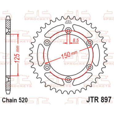 JTR 897 46 звезда ведомая стальная 46 зубов KTM 690R 701  EXC/ - миниатюра 2