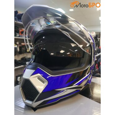 Шлем кроссовый AiM JK802S Blue Grey Black - миниатюра 3