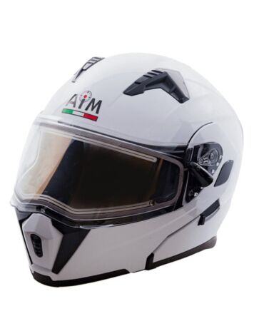 AiM Шлем модуляр JK906 с эл. подогревом White Glossy