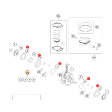 KTM CRANKSHAFT REP. KIT Ремкомплект подшипников коленвала 250 350 SXF 15 22 / EXCF 17 22 ( 79230018088 / 00050002316 ) - миниатюра 1