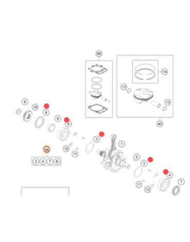 KTM CRANKSHAFT REP. KIT Ремкомплект подшипников коленвала 250 350 SXF 15 22 / EXCF 17 22 ( 79230018088 / 00050002316 )