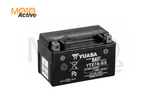 Мотоциклетная аккумуляторная батарея Yuasa Maintenance Free VRLA YTX7A BS(CP), 6 Ач - фото 1