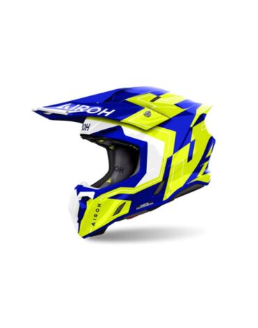 Шлем кроссовый Airoh Twist 3 Dizzy, blue yellow gloss (XS, Взрослая  Кросс эндуро)