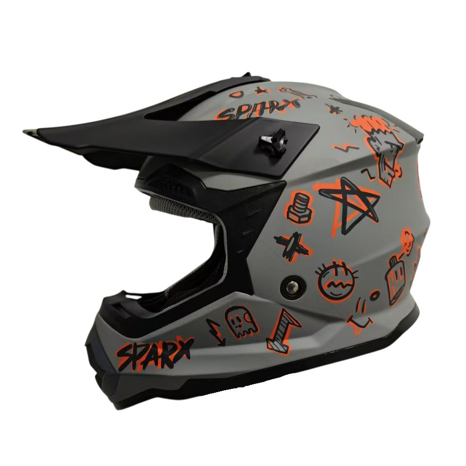 Шлем детский Sparx Jet Graffity (WS 905), серо оранжевый  люминесцентный
