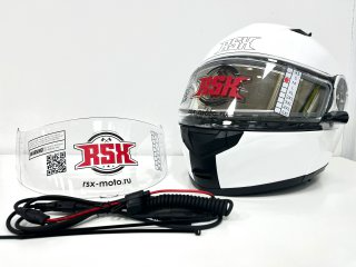 Шлем модуляр RSX Spark (HS 159) Winter, белый, очки желтые - миниатюра 4