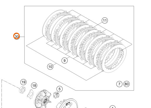 Комплект сцепления KTM OEM 78132010110 EXC 350 2012 2015 EXC 250 2014 2019 - фото 1