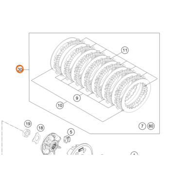 Комплект сцепления KTM OEM 78132010110 EXC 350 2012 2015 EXC 250 2014 2019 - миниатюра 1