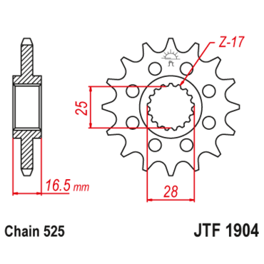JTF 1904 17 RB звезда ведущая 17 зубов с демпфером ( 990 1090 1190 1290 ) - миниатюра 3