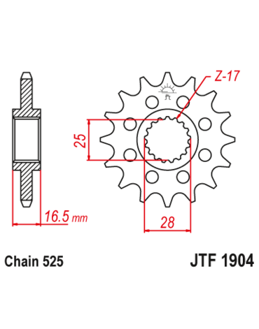 JTF 1904 16 RB звезда ведущая 16 зубов с демпфером 990 / 1190 / 1290