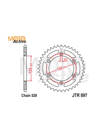 Звезда ведомая JTA897.52BLK Kayo K6,T6,HOLESHOT.CROSTREK  (6*150*125) 52 зуб.