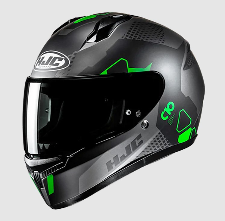 Шлем (интеграл) HJC C10 ASPA MC4SF черный зеленый глянцевый M - фото 1