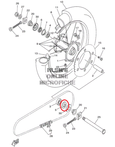 Сальник заднего колеса 1 YZ125 (01 13)