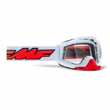 100% Маска кросс FMF Powerbomb Rocket White - прозрачная линза - миниатюра 1