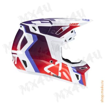 Кроссовый шлем 8.5 V25 SunBurn -  Бело Красный - миниатюра 3
