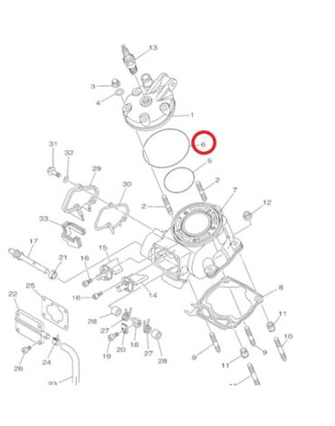Прокладка под головку кольцо большое YZ125(99 07)