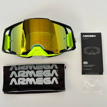 Очки для мотокросса 100% ARMEGA Neon Yellow Gold Mirror с зеркальной линзой - миниатюра 2