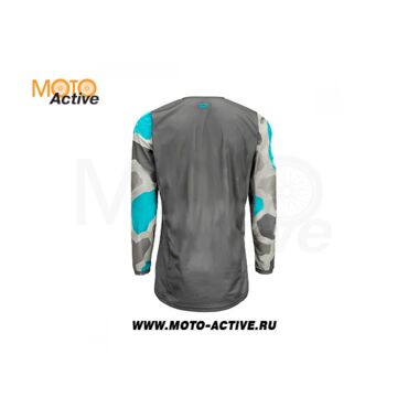 Футболка для мотокросса FLY RACING KINETIC K221 2021 серая синяя - миниатюра 2