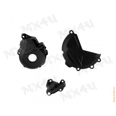 Комплект защита крышки сцепления + зажигания + помпы  GasGas EC250 300F '2021 23 черная - миниатюра 1