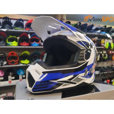 Шлем кроссовый HIZER J6801 white blue - миниатюра 3