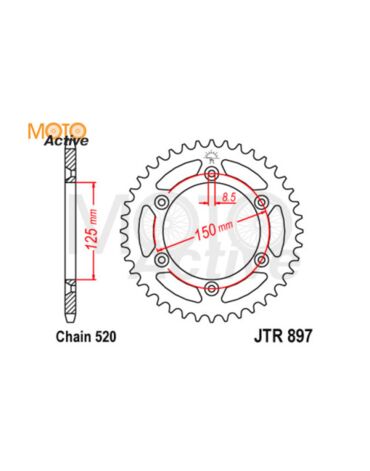 Звезда ведомая алюминиевая JTA897.50BLU 6x150x125 (520 50)
