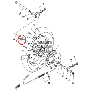 Подшипник заднего колеса YZ85, правый - миниатюра 1