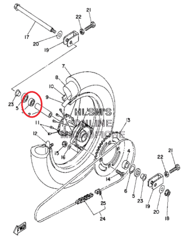 Подшипник заднего колеса YZ85, правый
