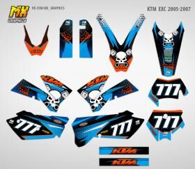 Наклейки на кросс эндуро мотоцикл KTM EXC 2005 2007. Серия GG Fox - миниатюра 1