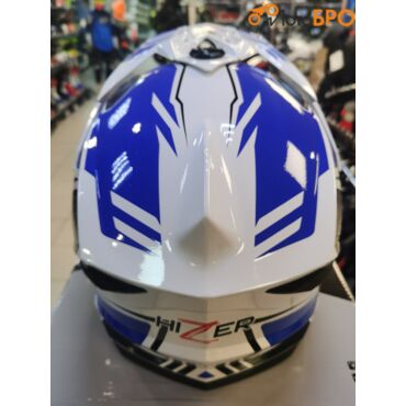 Шлем кроссовый HIZER J6801 white blue - миниатюра 4