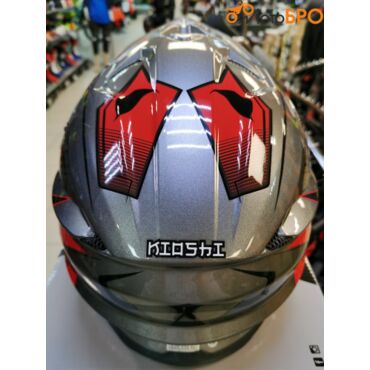 Шлем кроссовый KIOSHI Holeshot 801 серый красный - миниатюра 4