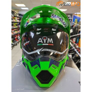 Шлем детский мотард AiM JK802Y Green Blue - миниатюра 3
