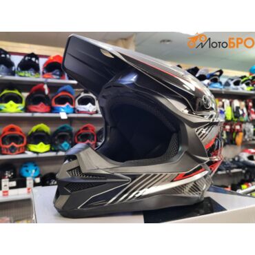 Шлем кроссовый KIOSHI Holeshot 801 серый красный - миниатюра 5