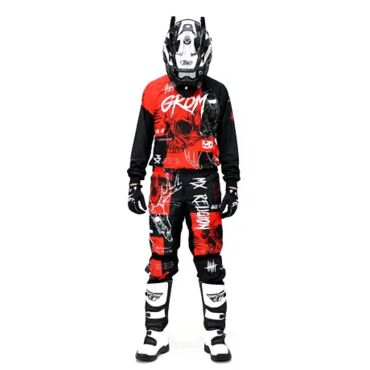 Штаны кроссовые подростковые Grom MX Religion red - миниатюра 2