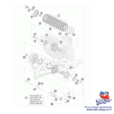 KTM корзина сцепления внешняя 67 T 2004 2004 950 990 Adv Duke 03 13 ( 60032001144 / 60032001044 ) - миниатюра 2