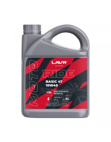 Масло моторное LAVR MOTO Ride Basic 4T 10W 40 SL 4л