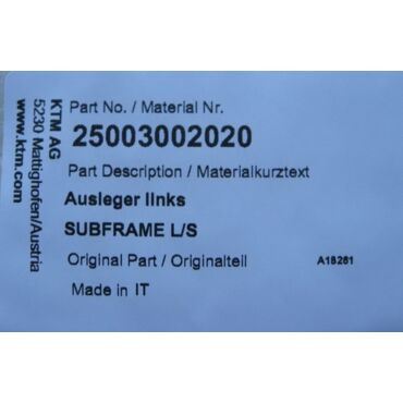 Husqvarna SUBFRAME L S кронштейн подрамника (левый) 17 -18 ( 25003002020 / 2500300202049 ) - миниатюра 1