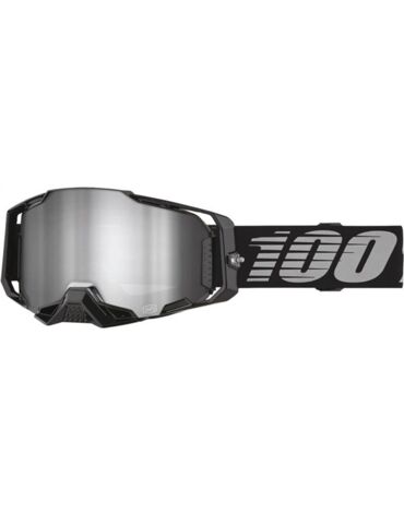 Очки для мотокросса 100% ARMEGA Black Silver Mirror с зеркальной линзой